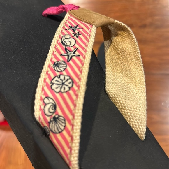 J. Crew Flip Flop Pink Seashell Stripe 10 Wedge Preppy Summer Casual Slip On - Picture 16 of 16